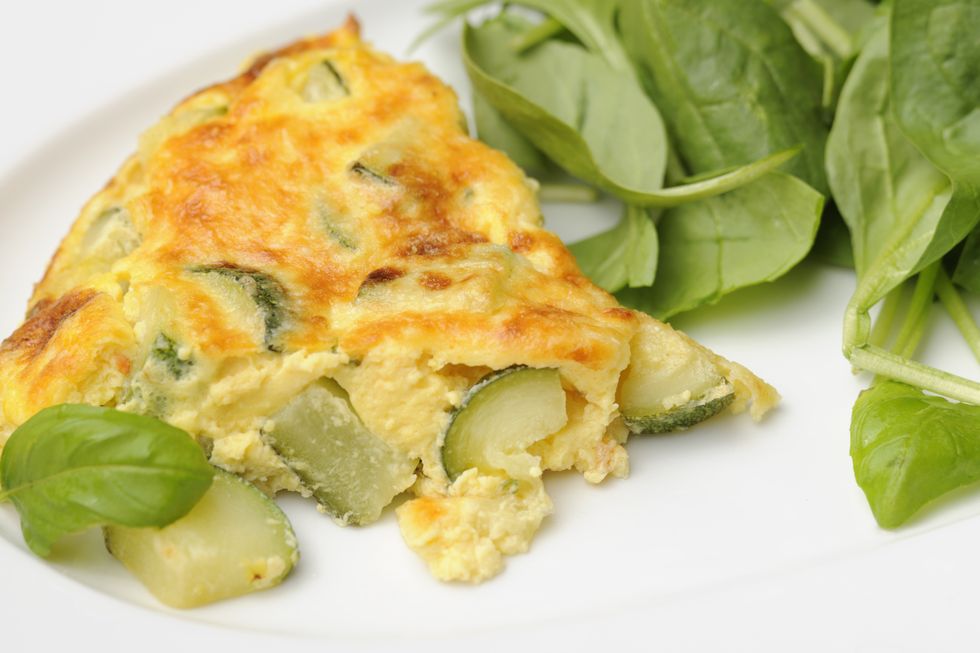 zucchini omelet and salad