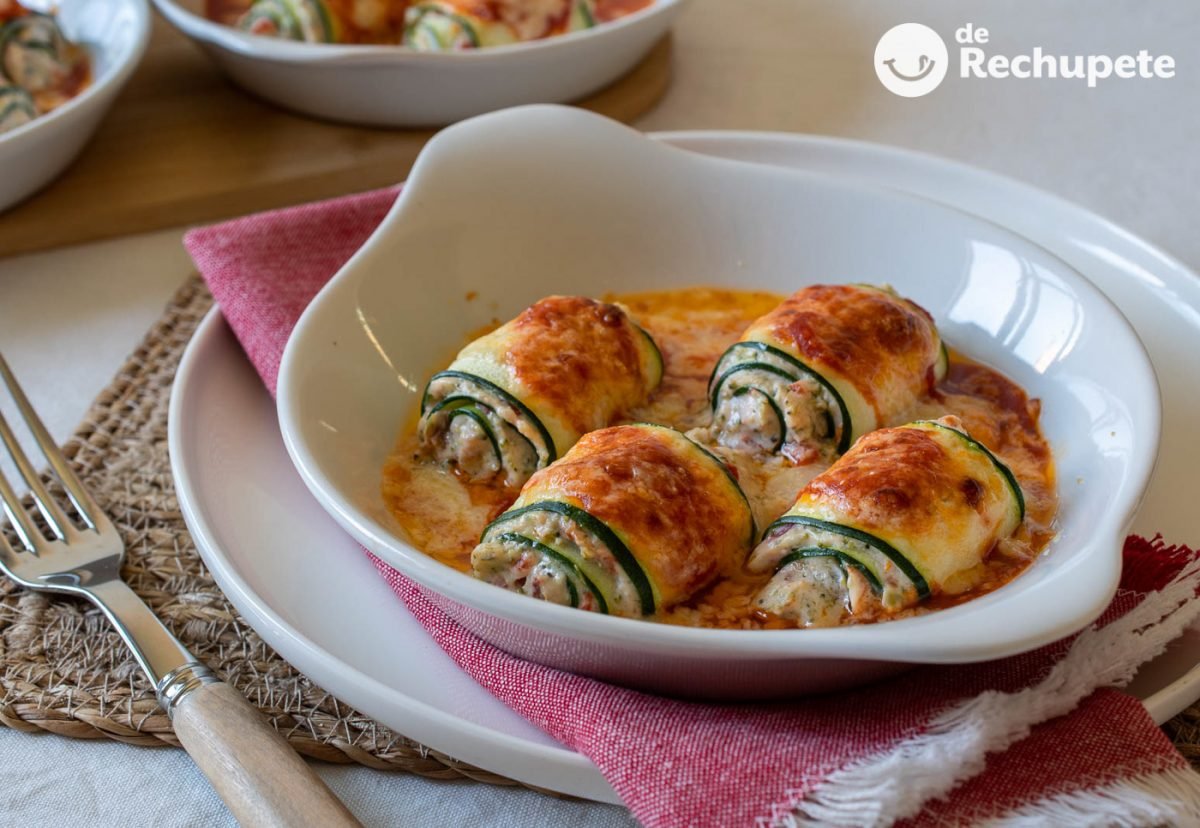 Zucchini rolls stuffed with vegetables