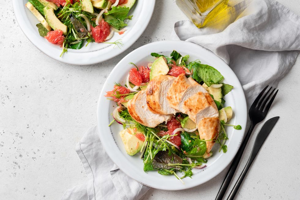 chicken breasts with salad